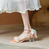Ladies Aesthetic Slid On Pearl And Ribbons Straps Heels